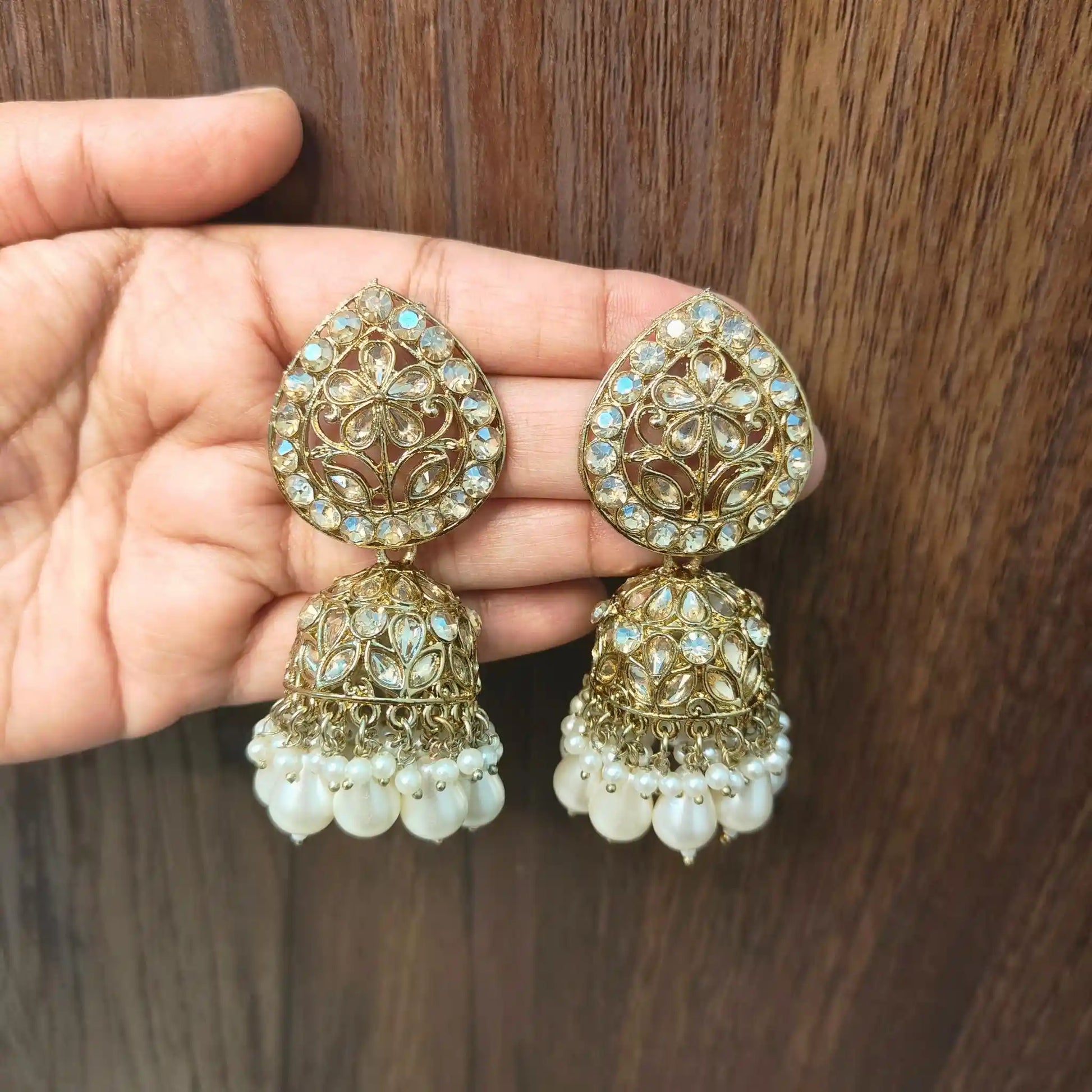 TRIPTI KUNDAN JHUMKAS (WHITE)