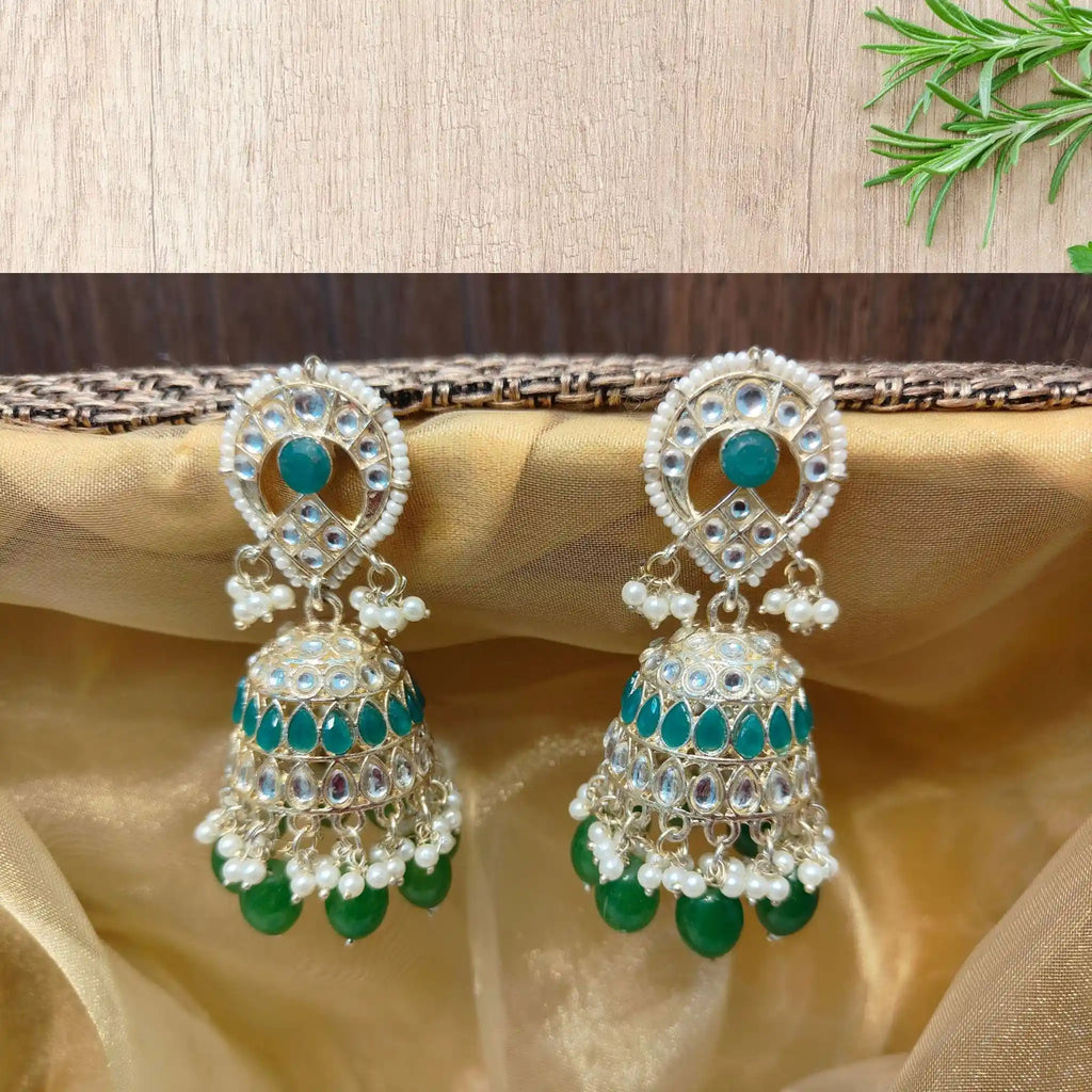 UDITI KUNDAN JHUMKAS (LIGHT GREEN)