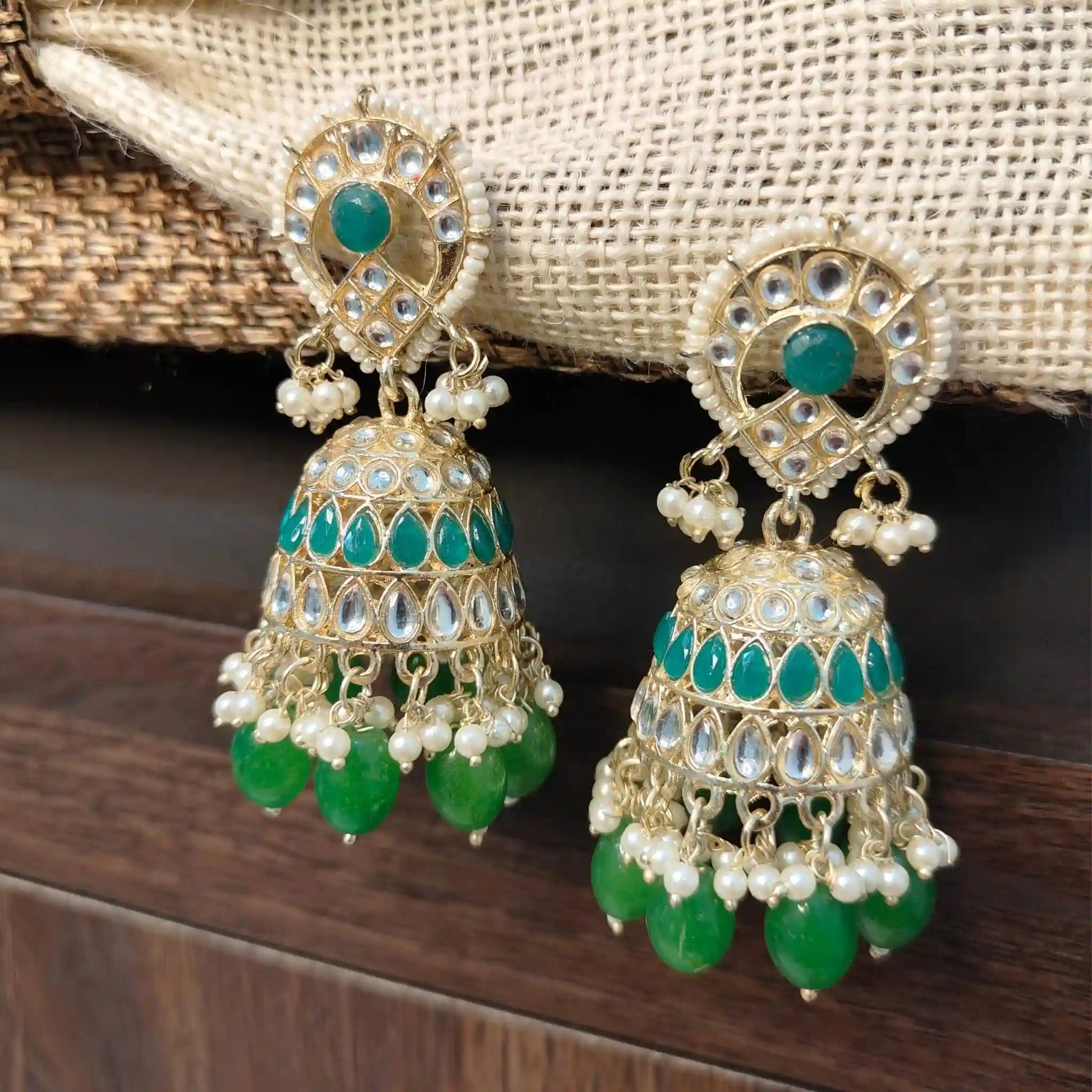 UDITI KUNDAN JHUMKAS (LIGHT GREEN)